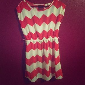 Orange and white zigzag mini dress